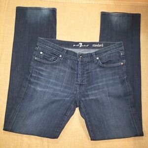 7 For All Mankind Standard Jeans Size 33 Straight Button Fly Dark Wash